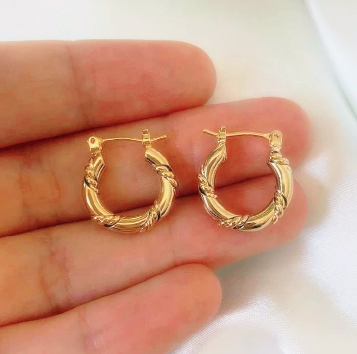 18k Gold Plated Chunky Thick Twist Hoop Earrings Supplier