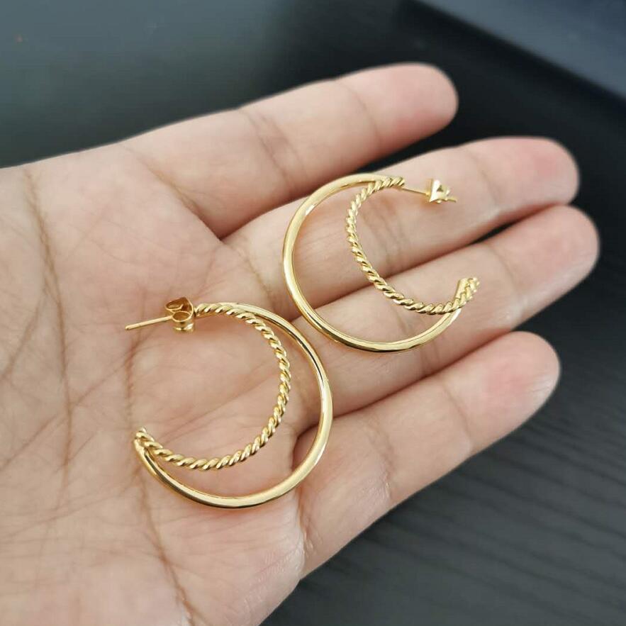 Hoops Two Rows Twisted warp Earrings Supplier