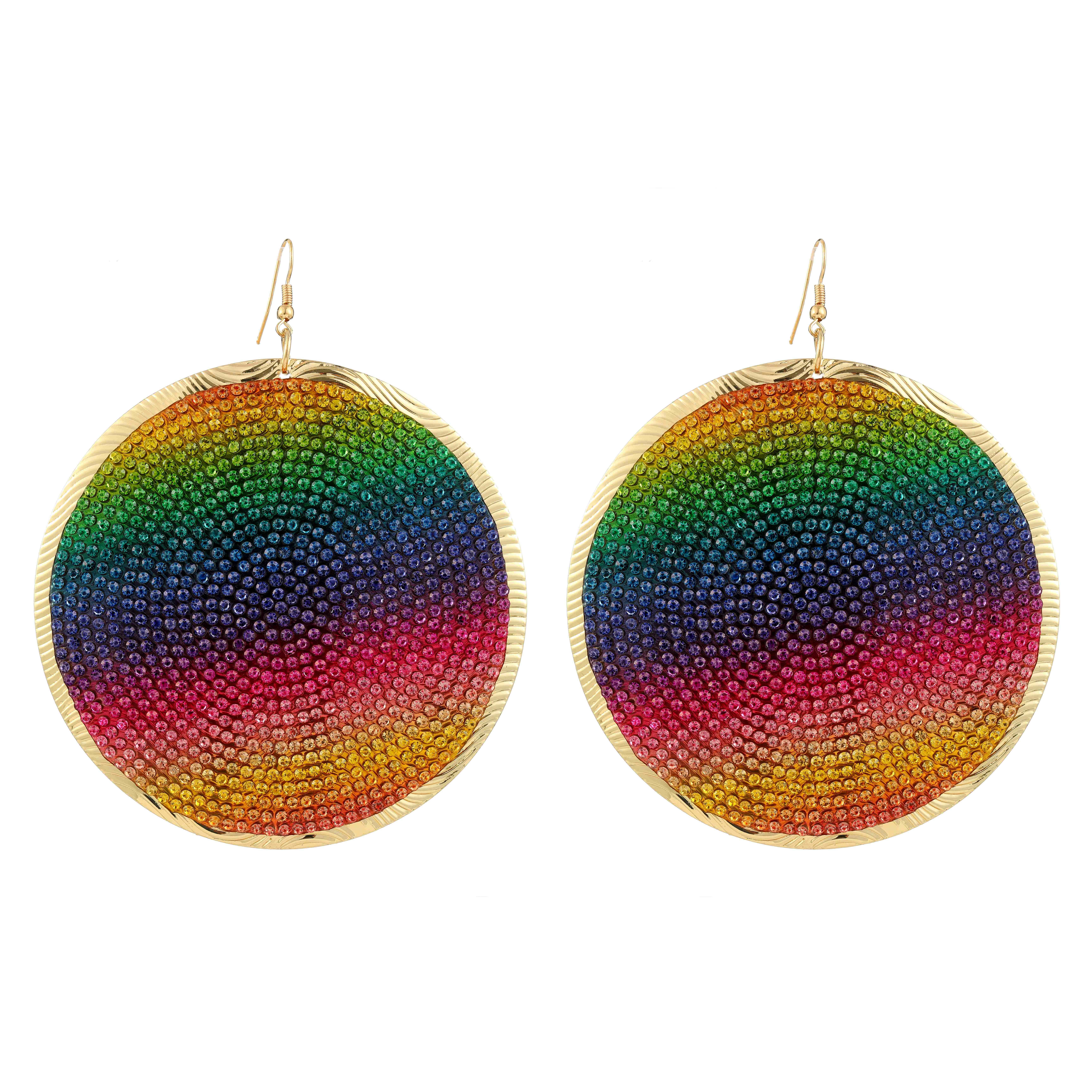 Rhinestone Disc Drop Earrings Wholesaler