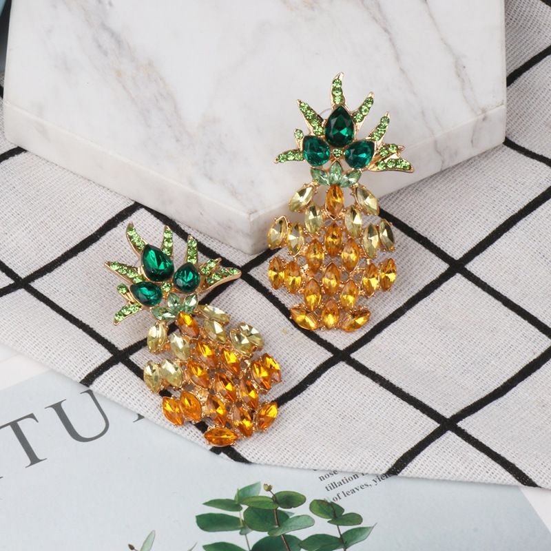 Colorful Full-jewelry new dazzling gold pineapple studs earring Wholesaler