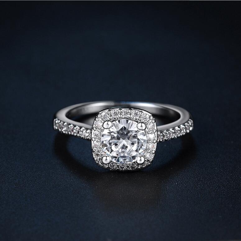 Platinum plated classic alloy zircon engagement ring Wholesaler