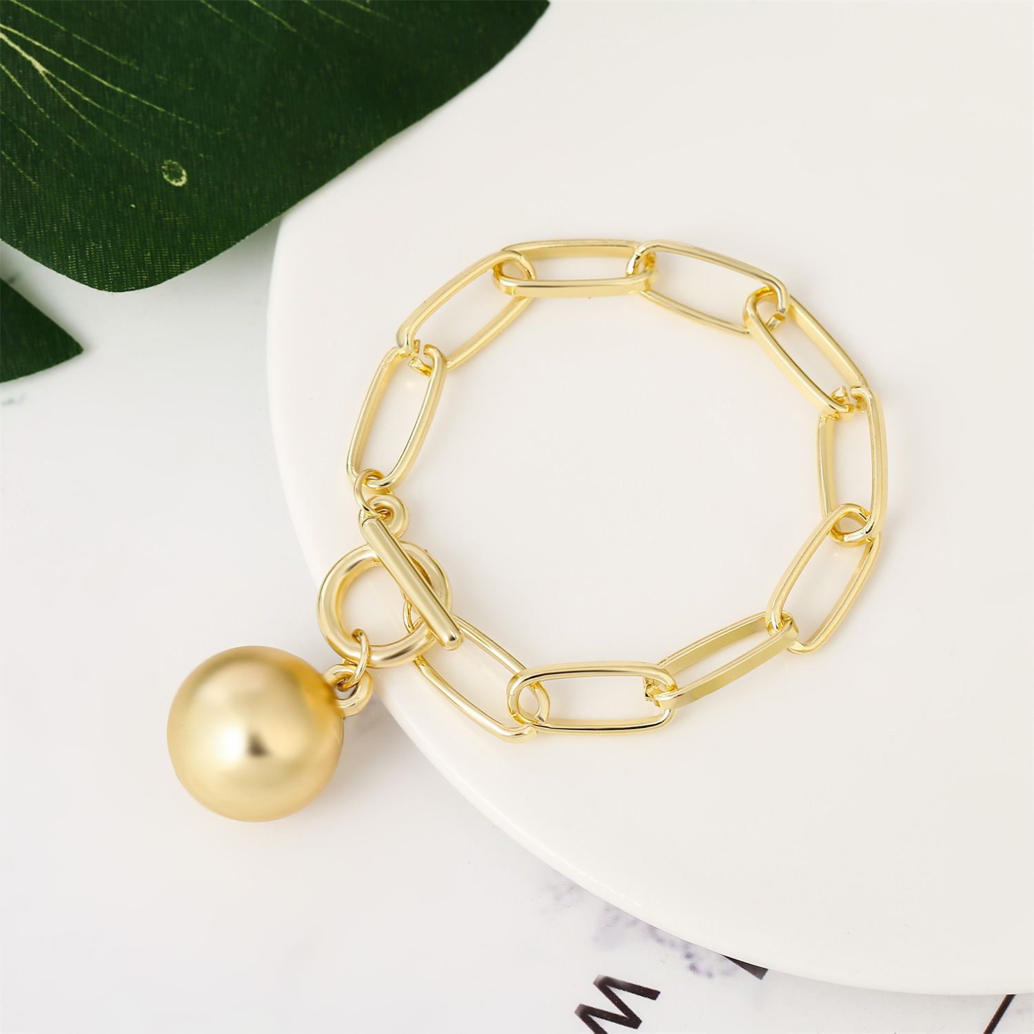 Chain Link ball Charm bracelets gold plated bangles Wholesaler