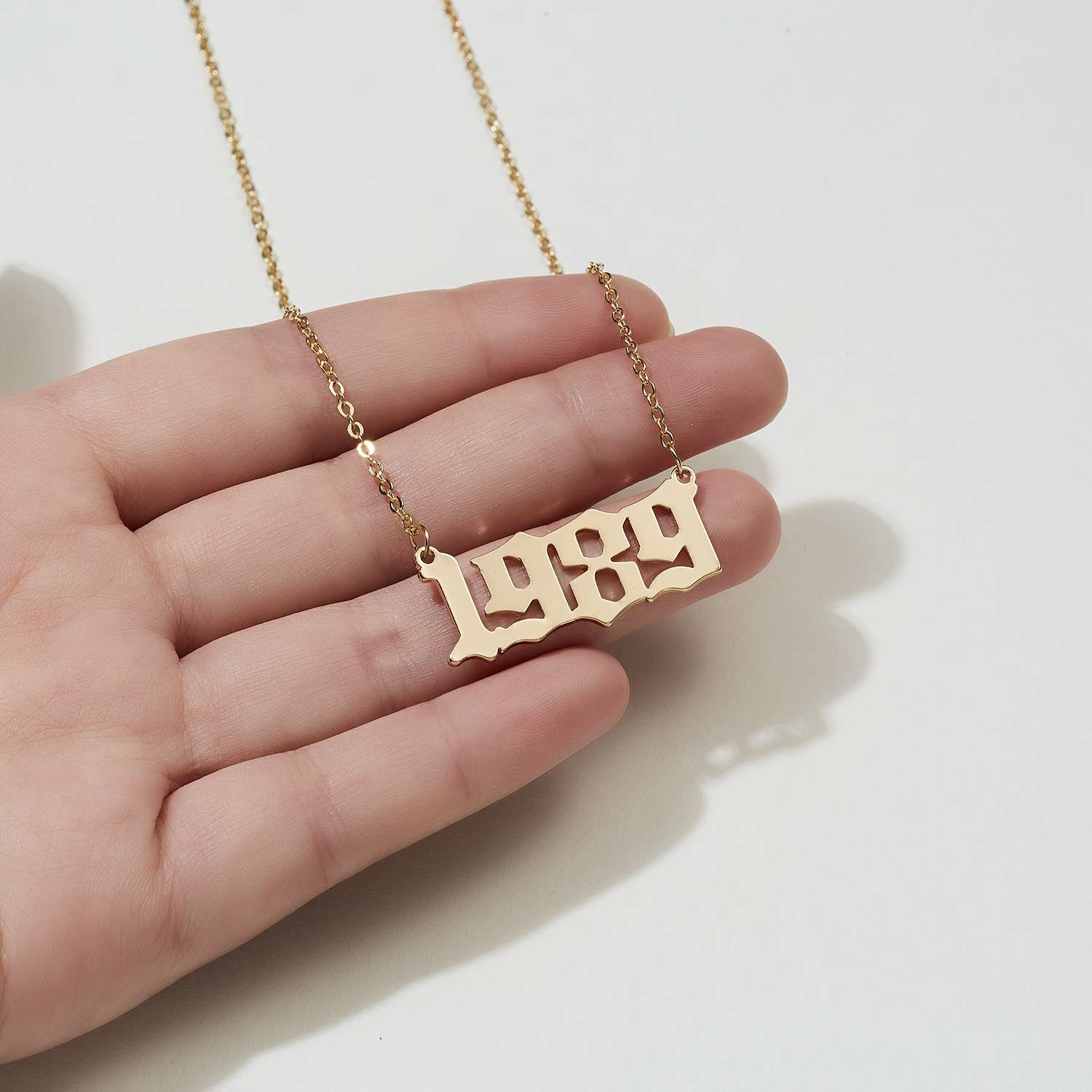 Gold Plated Numbers Necklace Stainless Steel Birth Year Pendant Wholesaler