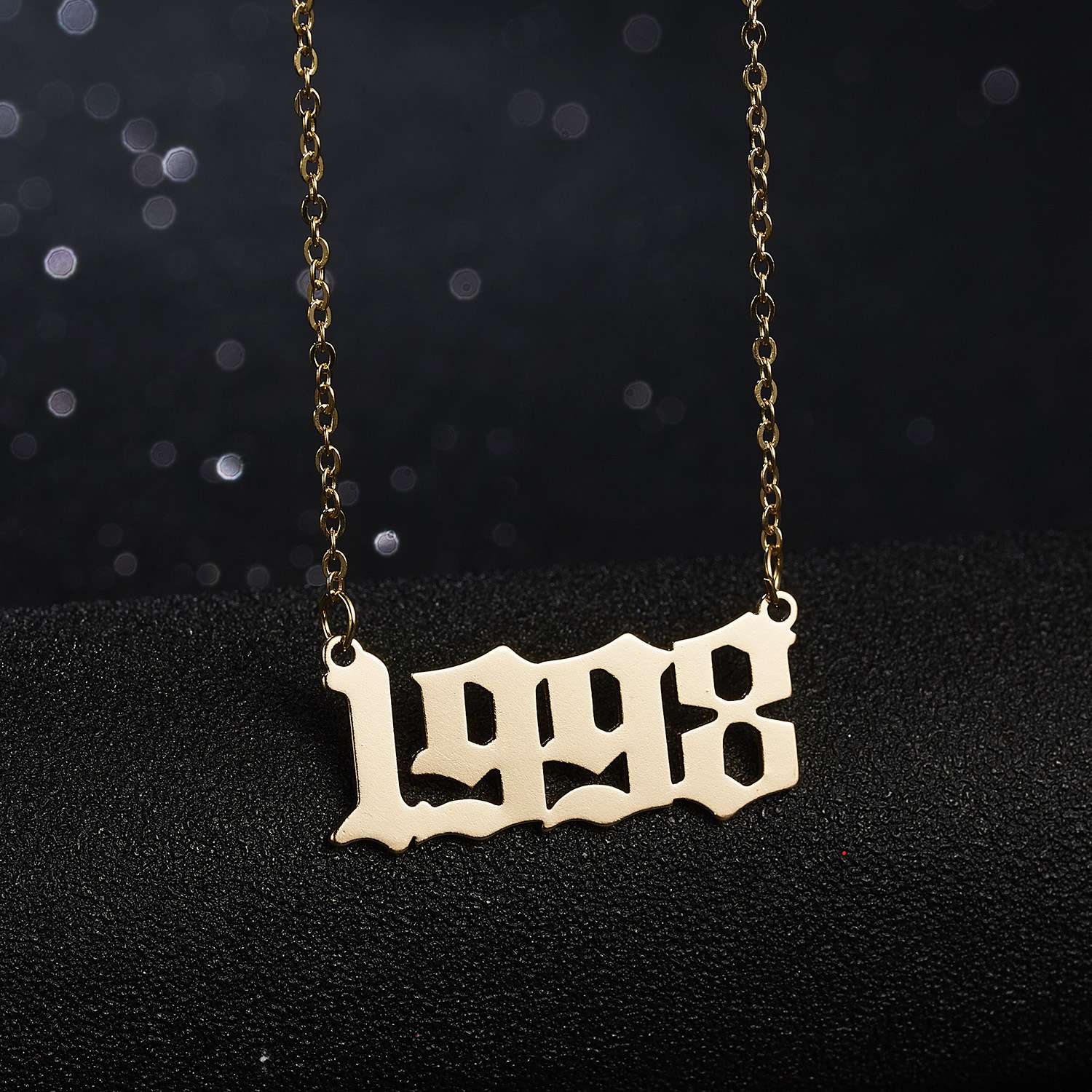 Gold Plated Numbers Necklace Stainless Steel Birth Year Pendant Wholesaler