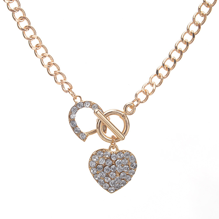 Gold Plated Cuban Chain Zircon Heart Shape Pendant Wholesaler