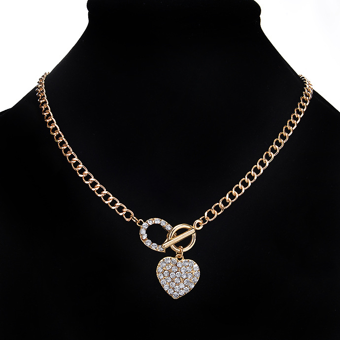Gold Plated Cuban Chain Zircon Heart Shape Pendant Wholesaler