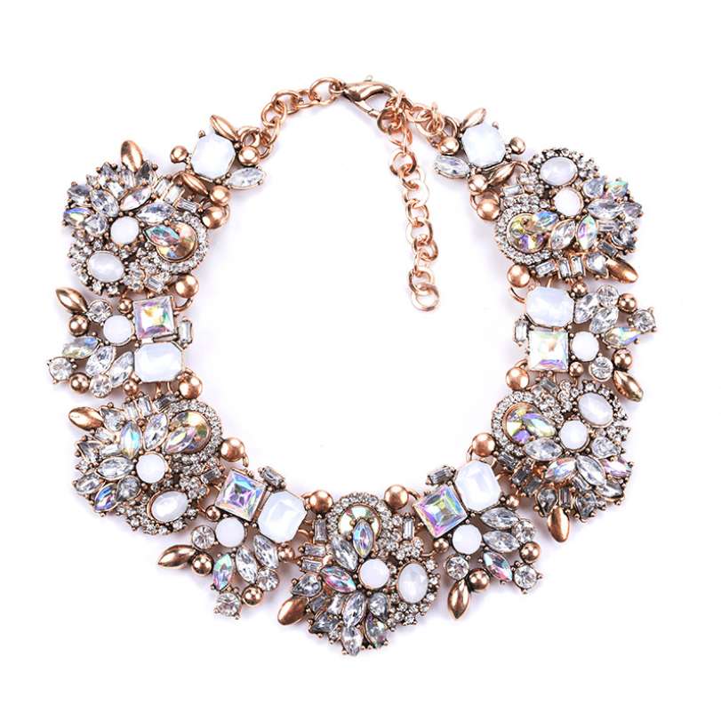 Diamond crystal exaggerated statement necklace jewelry Wholesaler