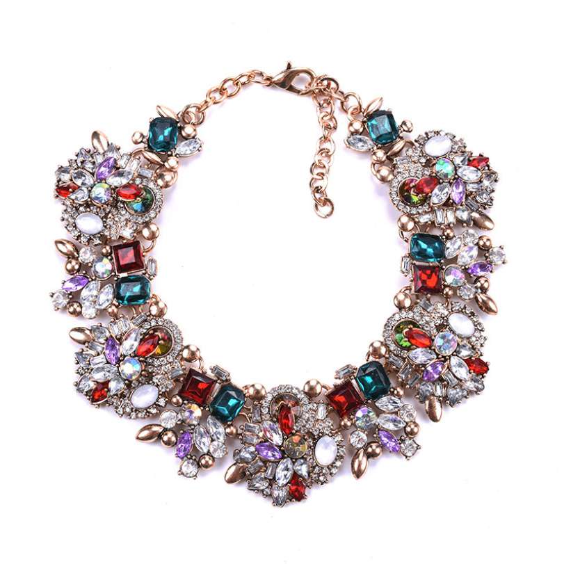 Diamond crystal exaggerated statement necklace jewelry Wholesaler