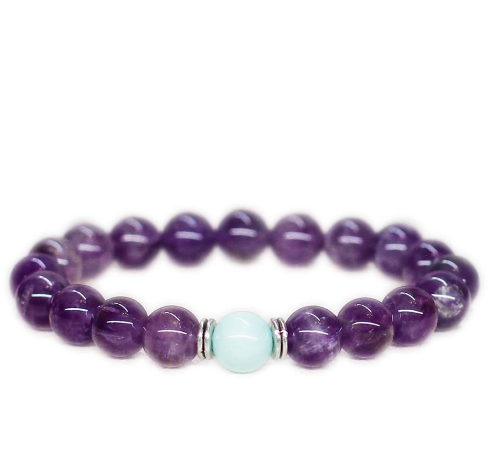 Purple amethyst bracelet Reiki healing crystal jewelry Anxiety bracelet Supplier