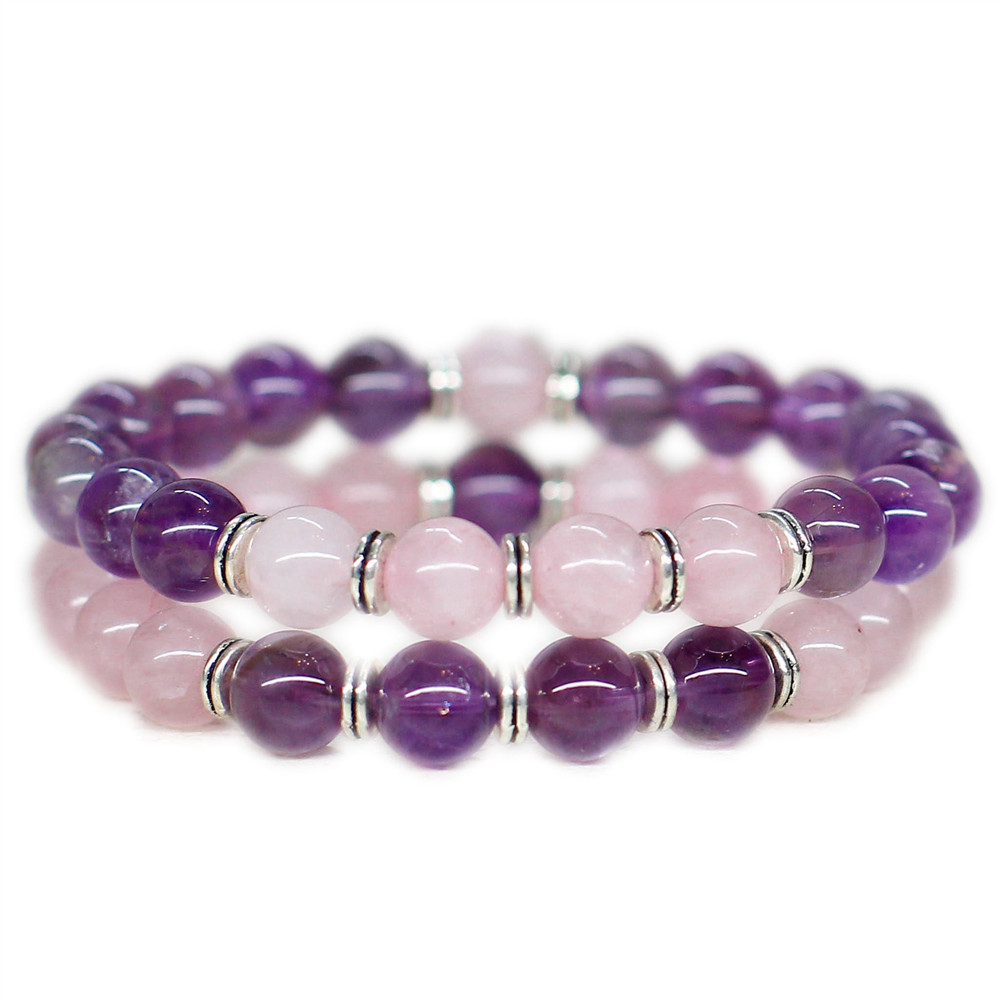 Distance gifts for sister Rose quartz crystal Amethyst bracelet Supplier