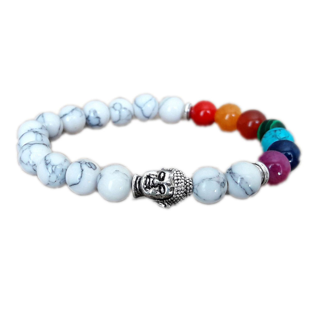 Buddha bracelet 7 chakra yoga mala howlite bracelet Supplier