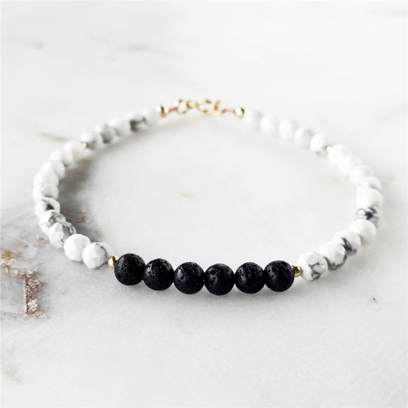 Howlite & Lava Bead Essential Oil Diffuser Bracelet Supplier