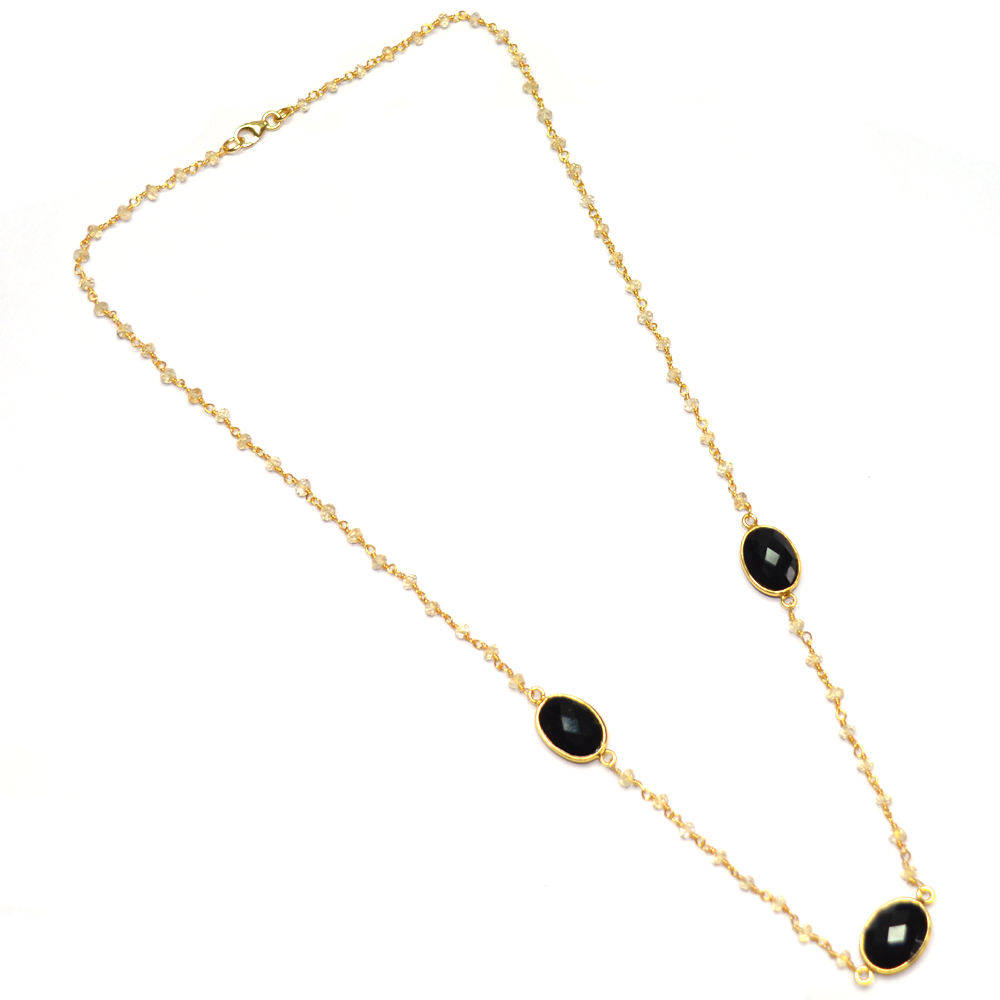 Black Spinel Gemstone Chain Necklace exporter