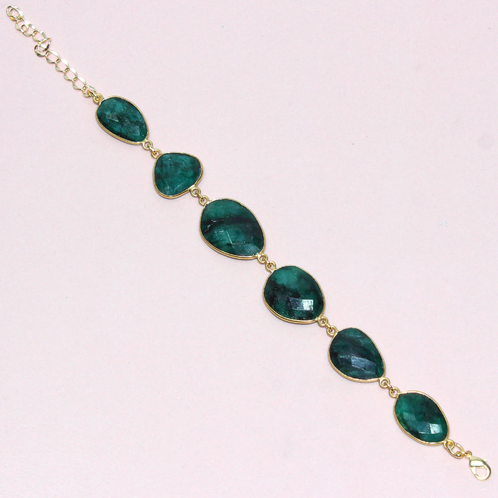 Emerald Uneven Shape 925 Sterling Silver Bracelet exporter