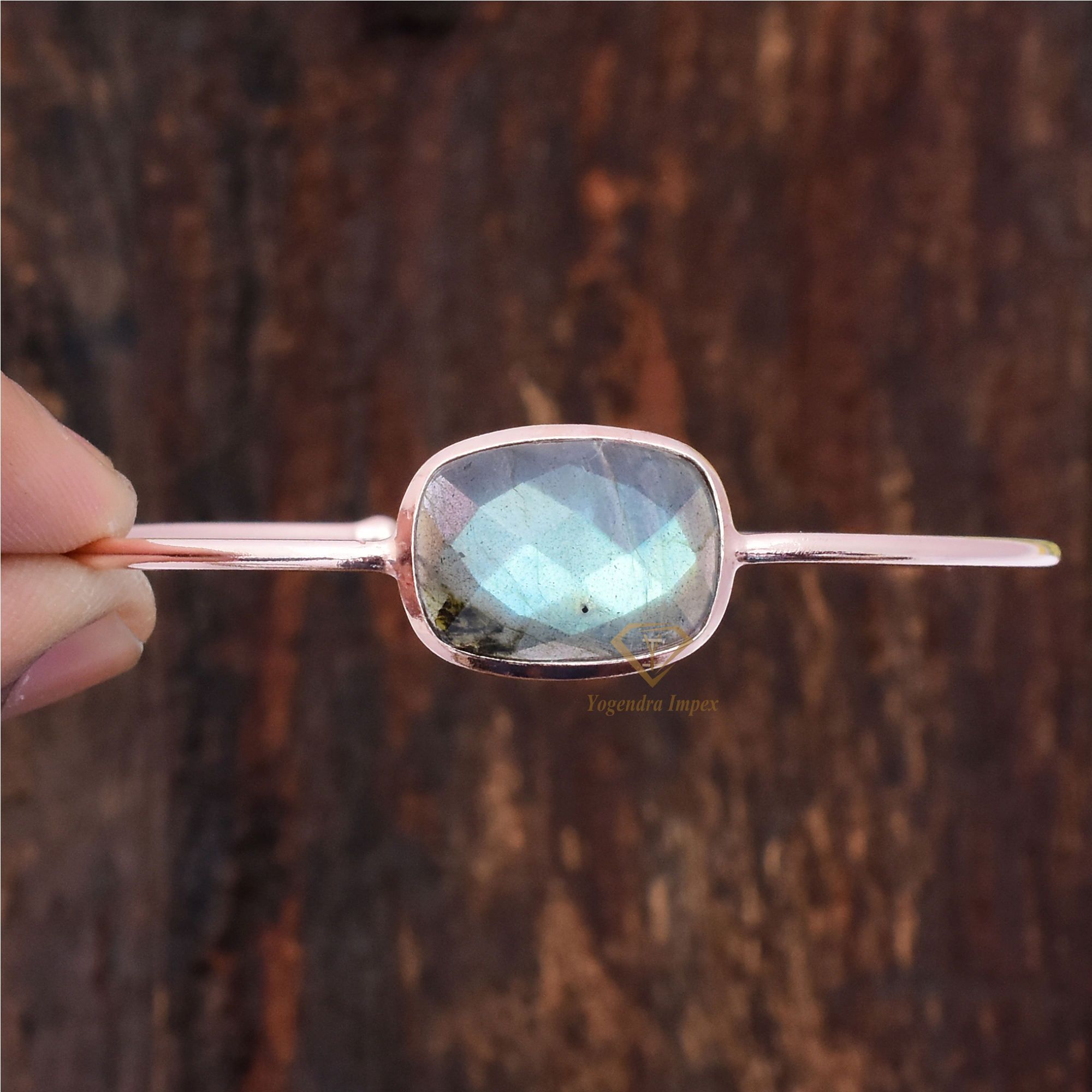 Labradorite Gemstone Bangle 925 Sterling Silver Bracelet exporter