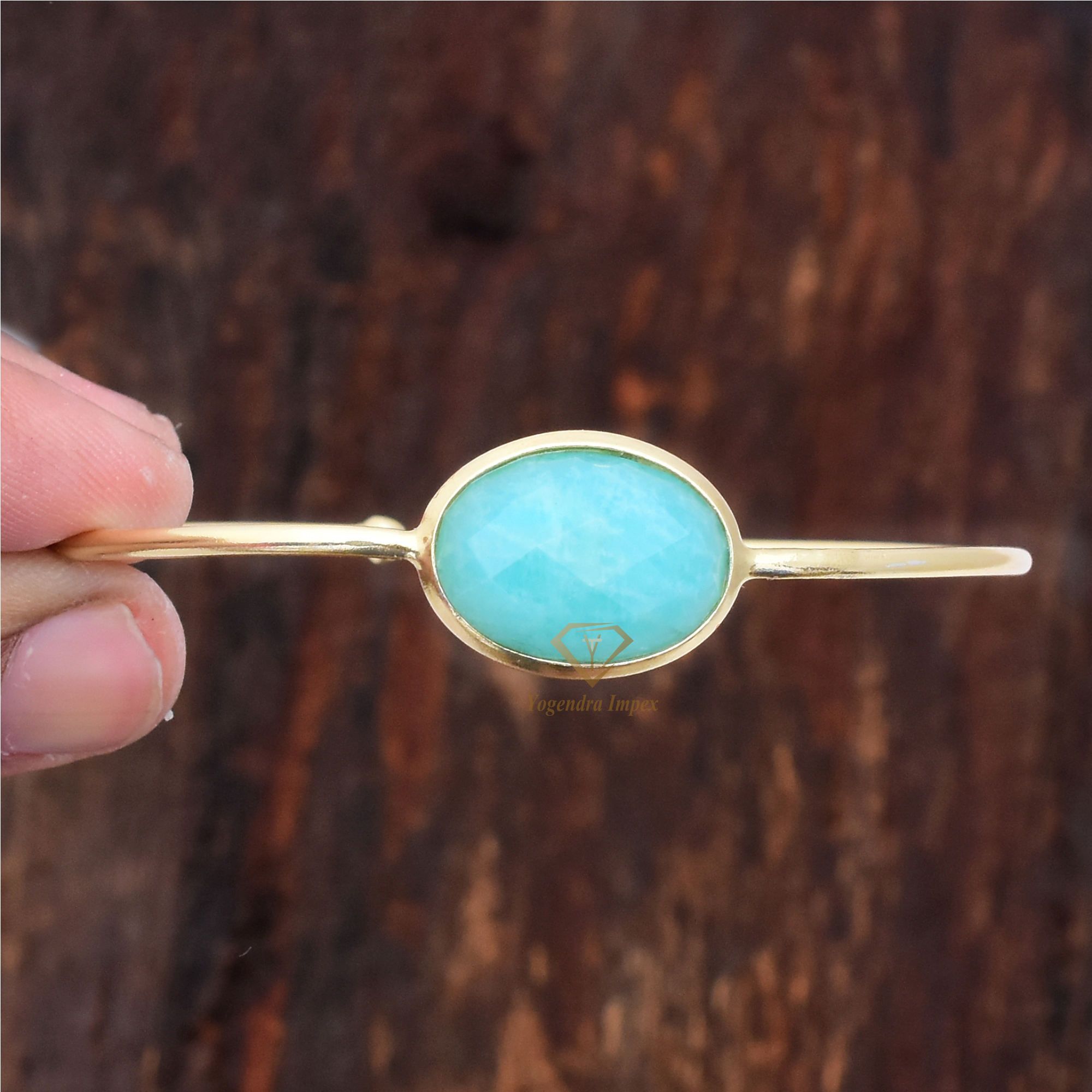 Natural Amazonite Gemstone Bangle 925 Sterling Silver exporter