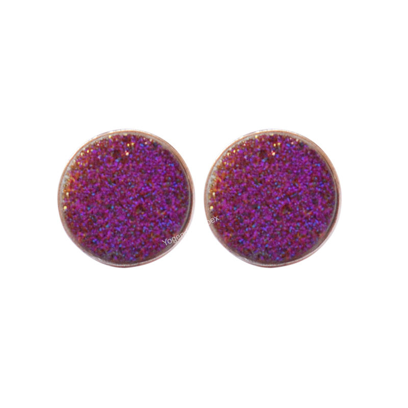 Pink Titanium Druzy Gemstone Stud Earrings exporter