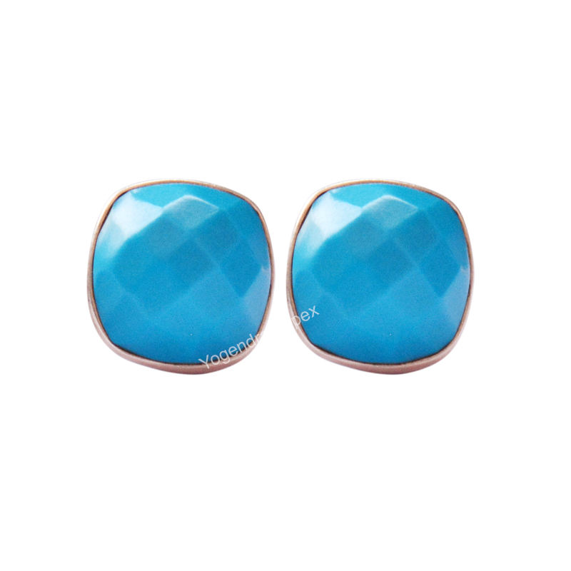 Turquoise Gemstone 925 Sterling Silver Stud Earring exporter