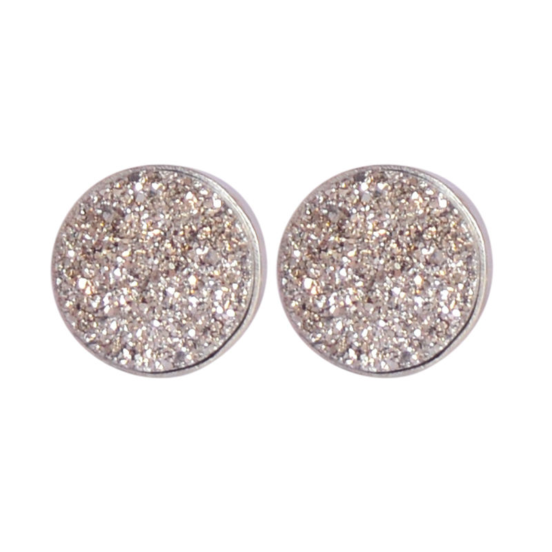 Silver Titanium Druzy Round Shape Silve Stud Earrings exporter