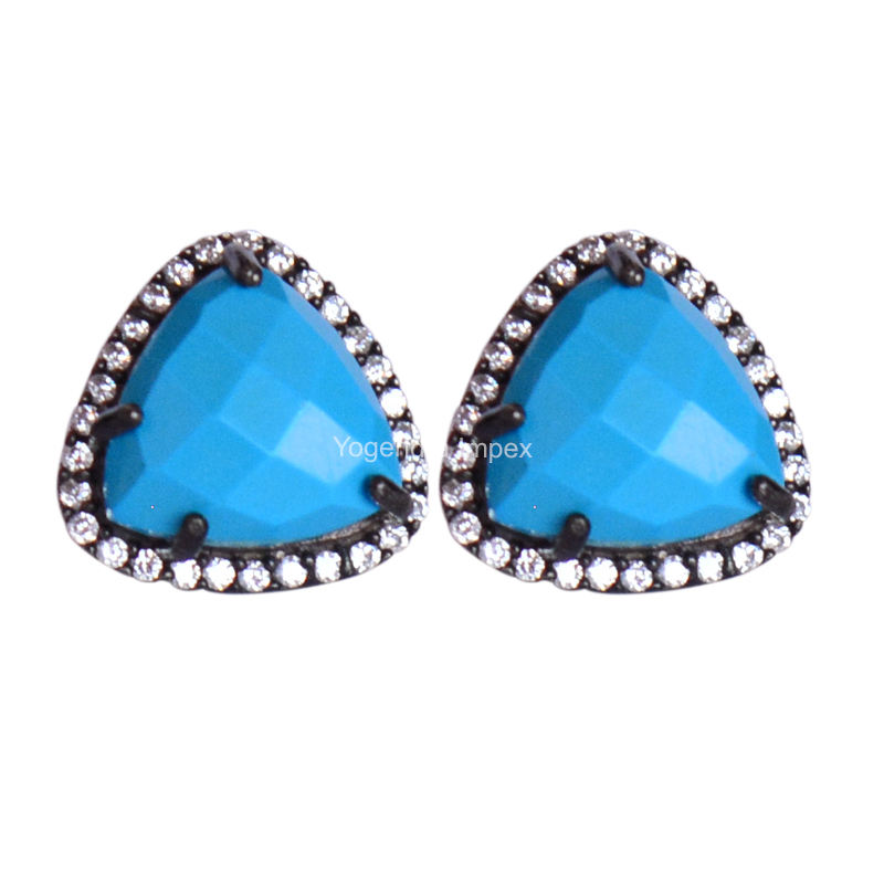 Natural Turquoise Gemstone Stud Earring exporter