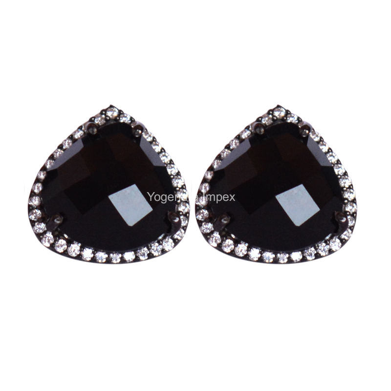 Black Onyx Gemstone Stud Earrings exporter