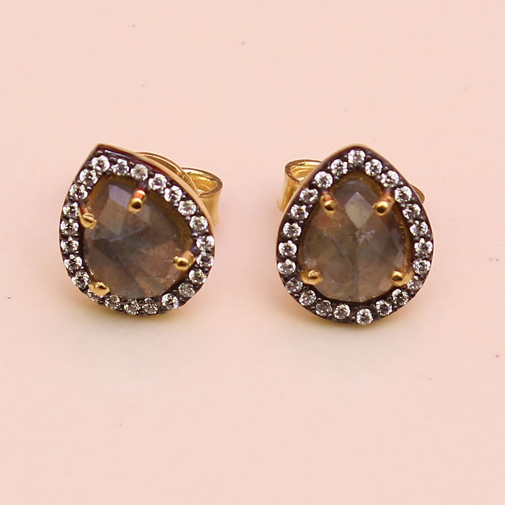 Multi Sapphire Gemstone 925 Sterling Silver Stud Earrings exporter