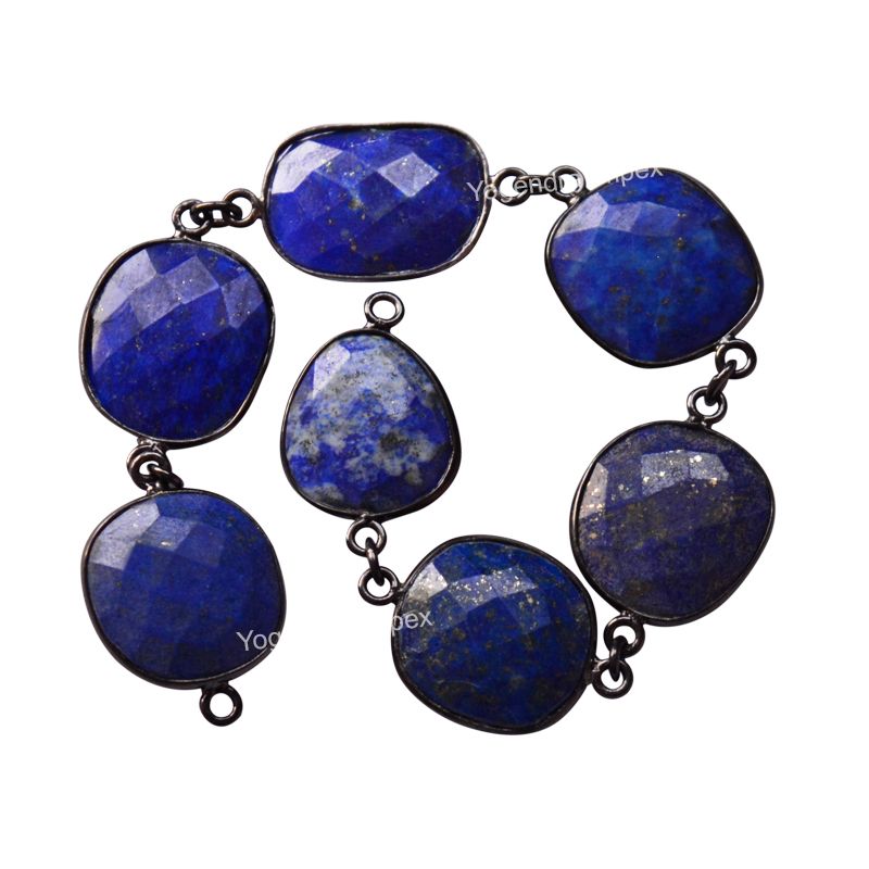 Lapis Lazuli Gemstone 925 Sterling Silver Bezel Connector Chain Wholesaler