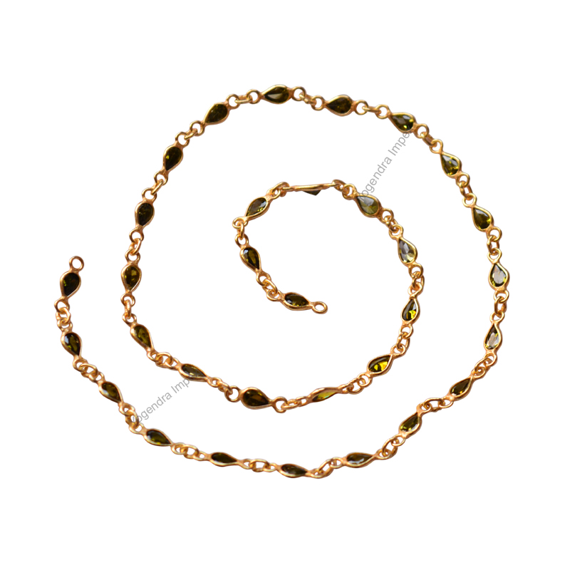 Peridot Cubic Zirconia Gemstone Chain Exporter