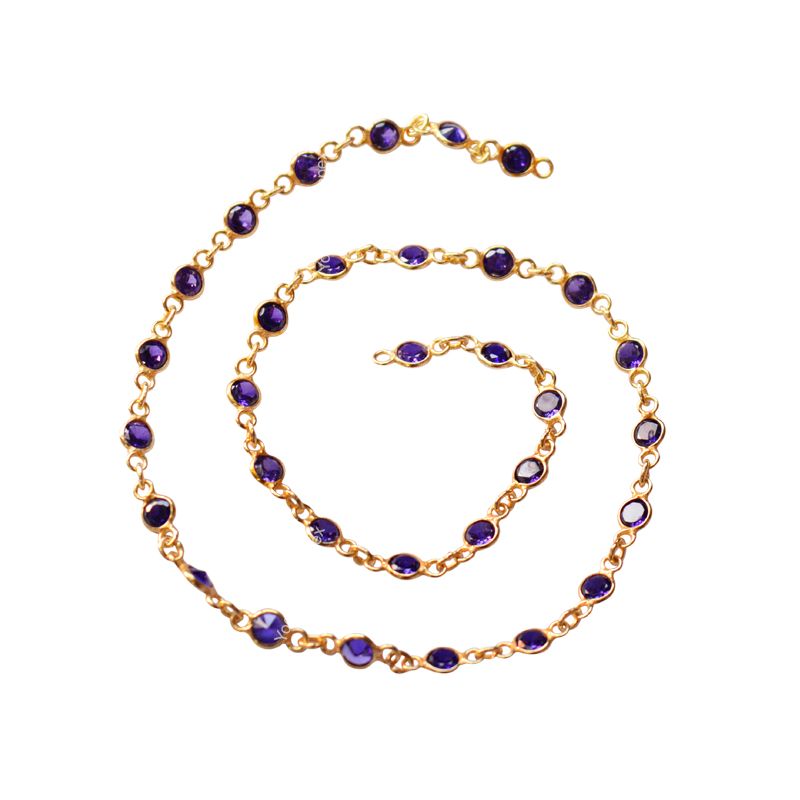 Amethyst Gemstone Connector Chain With Cubic Zirconia Exporter