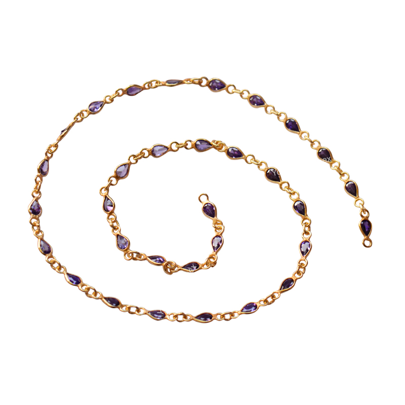 Amethyst Gemstone Cubic Zirconia Connector Chain Exporter