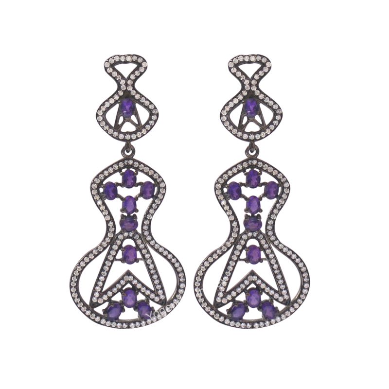 l Amethyst Gemstone 925 Sterling Silver Drop & Dangle Earrings exporter