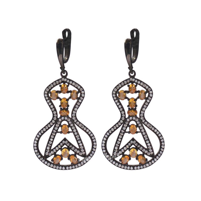 Natural Citrine Gemstone Drop & Dangle Earrings 925 Sterling Silver exporter