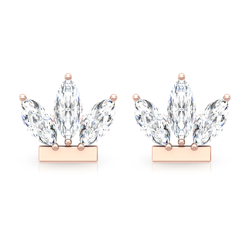 Marquise Diamond Bar Studs, Lotus Flower Cartilage Girls Earrings Manufacturer