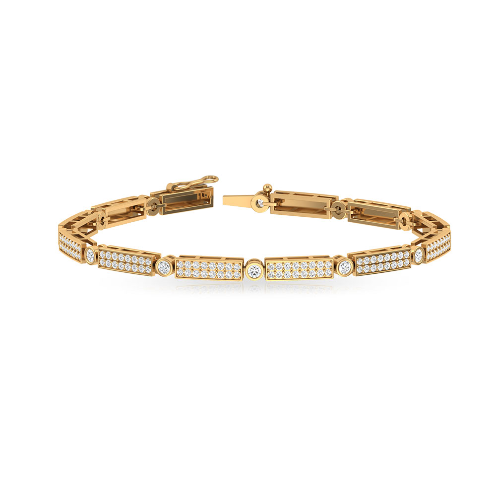 Vintage Alternating Diamond Tennis Bracelet, Round Diamond Link Station Bracelet