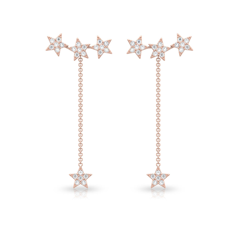 Celestial Diamond Drop Earring, Star Diamond Cluster Earring Manufacturer