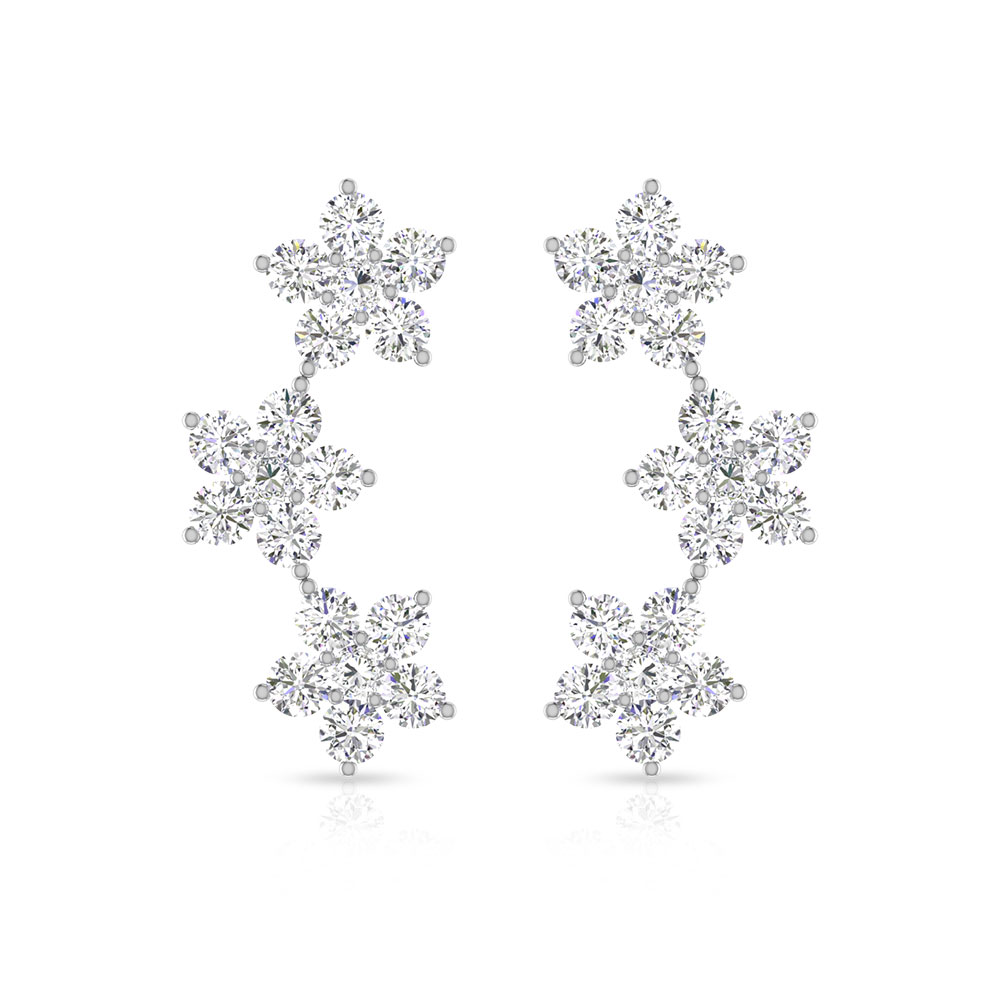 Triple Flower Cartilage Zircon Earrings Cluster Manufacturer