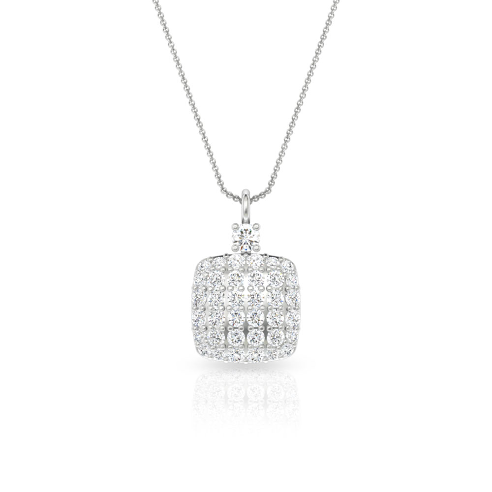 Solitaire Square Cluster Pendant Necklace, Round Diamond Manufacture