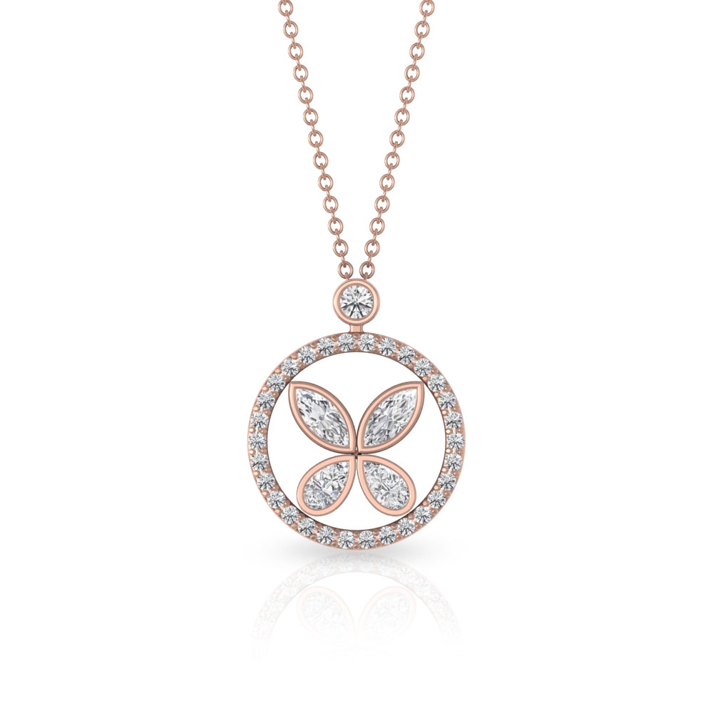 Butterfly Diamond Circle Pendant, Pear Marquise Diamond Pendant Manufacturer