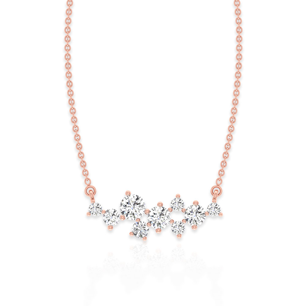 Prong Set Round Diamond Cluster Pendant Unique Bar Bridesmaid Manufacture