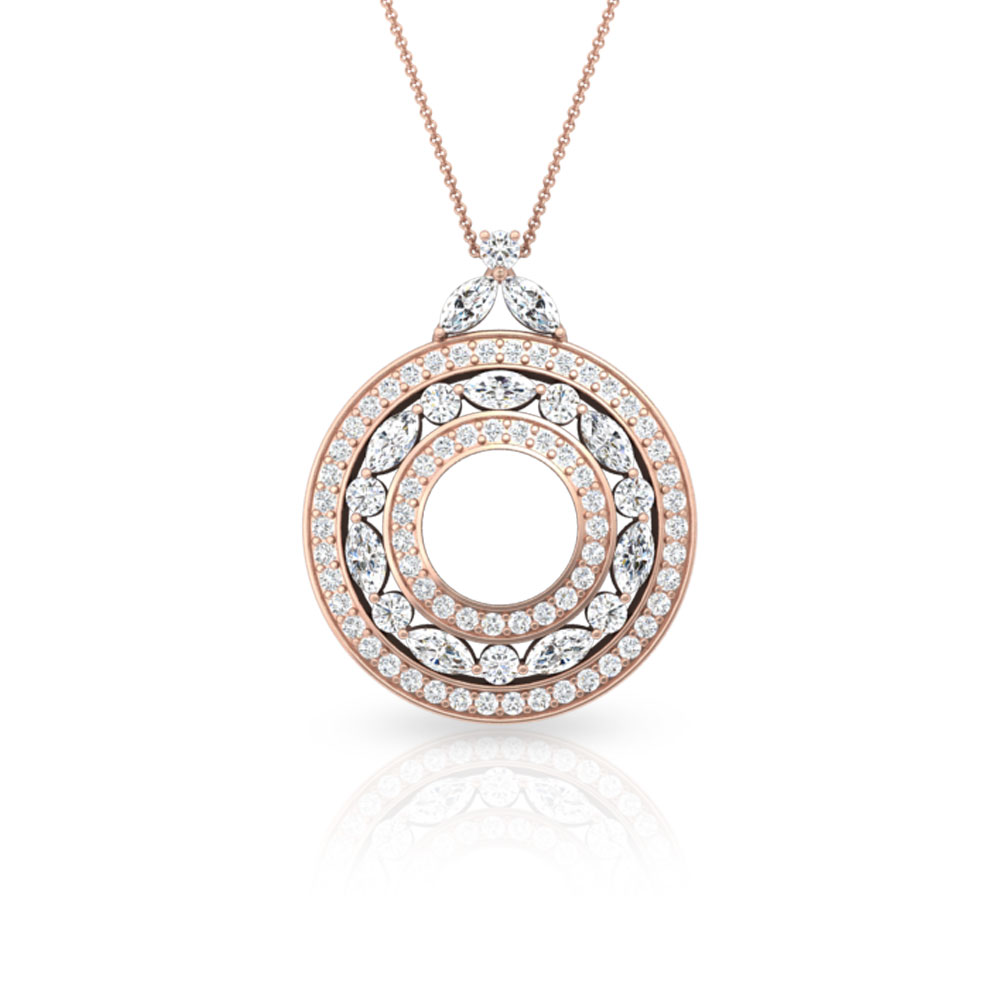 Vintage Open Circle Pendant Necklace for Women Diamond Cluster Manufacture