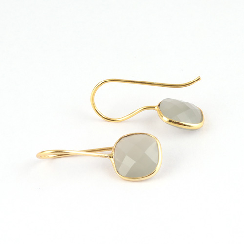 Wholesale supplier cushion shape briolette cut gray chalcedony earring Supplier