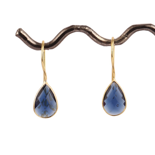 Pear shape briolette cut iolite quartz earring high quality gold/silver Supplier