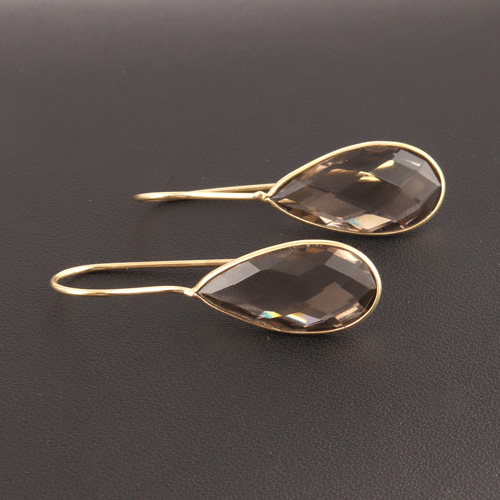 10x20mm pear shape briolette cut smoky quartz drop earring Supplier