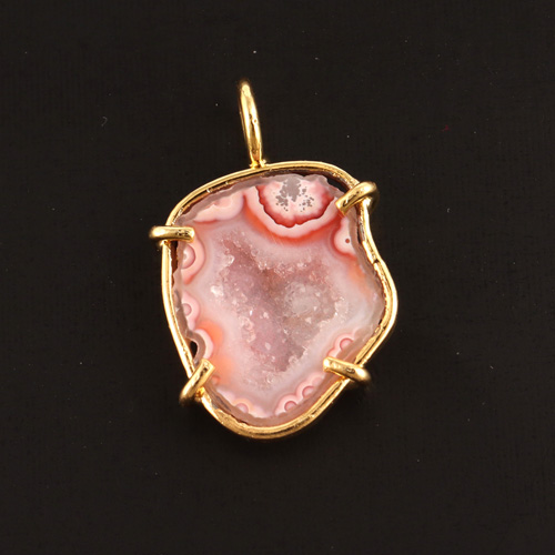 Personalized natural lite orange geode druse single bail loop pendant Supplier