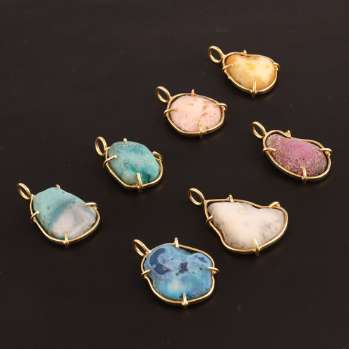 Elegant boho fashion natural white geode druse single bail loop pendant Supplier