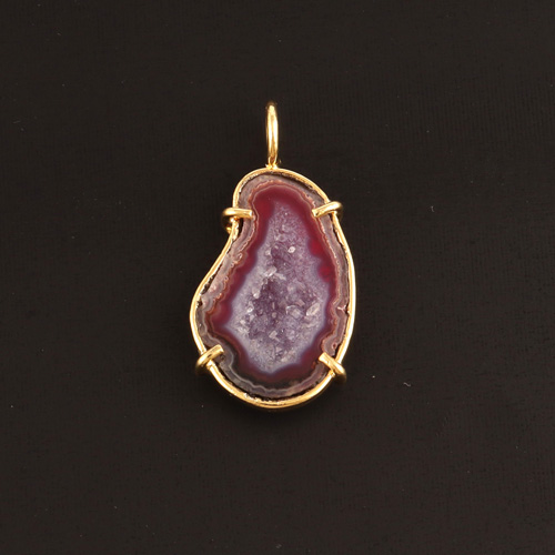 Natural red geode druse single bail loop pendant connector good quality Supplier