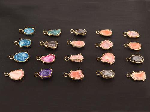 Natural red geode druse single bail loop pendant connector good quality Supplier