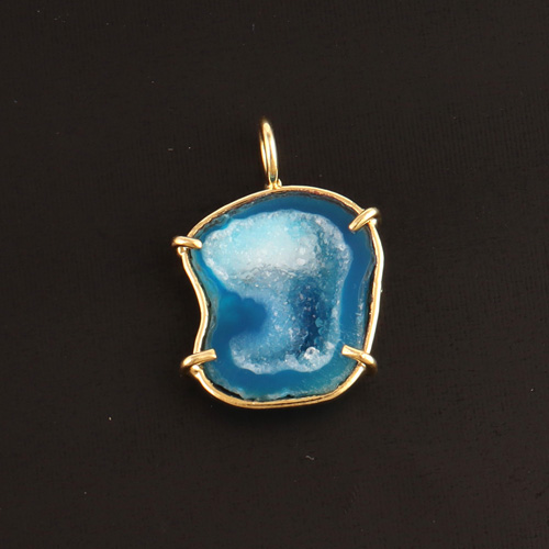 Bohemian stylish natural sky blue geode druse single bail loop pendant Supplier