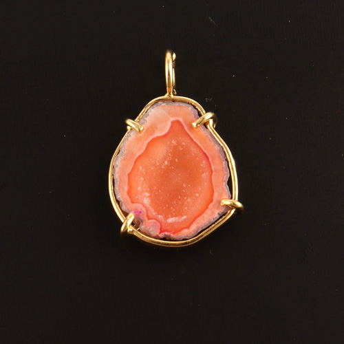 Top quality natural orange geode druse single bail loop pendant  Supplier