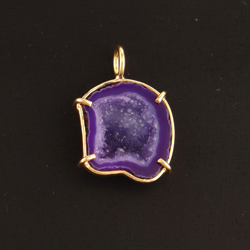 New fashion natural purple geode druse single bail loop pendant Supplier
